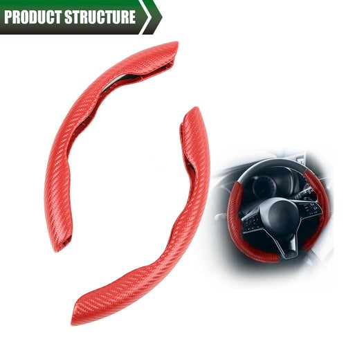 Solid Spare 2x Carbon Fiber Look Car Steering Wheel Booster Cover Non-Slip Accessories Red