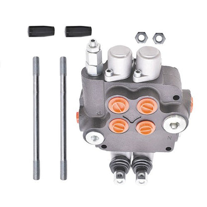 Solid Spare 2 Spool 3600 PSI Hydraulic Control Valve 21 GPM Double Acting SAE Ports New