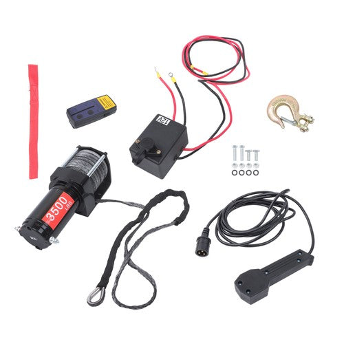 Solid Spare 12V 3500LBS 1.5HP Electric Winch 50ft Synthetic Rope Wireless & Wired Remote