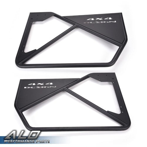 Solid Spare Fit For 2007-2018 Jeep Wrangler JK 4Door Front+Rear Side Iron Tube Doors Black