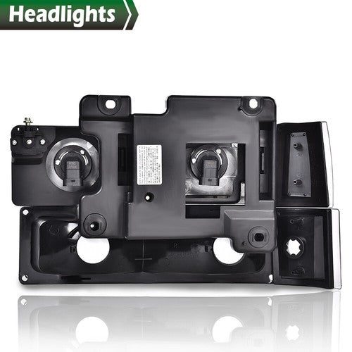 Solid Spare LED DRL Headlights+Bumper Lamps Black Fit For 94-98 GMC C/K Sierra Suburban