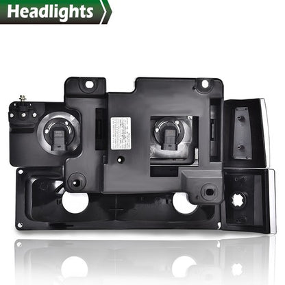 Solid Spare LED DRL Headlights+Bumper Lamps Black Fit For 94-98 GMC C/K Sierra Suburban