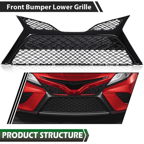 Solid Spare Front Bumper Upper + Lower Grille Fit For 2018 2019 2020 Toyota Camry SE XSE