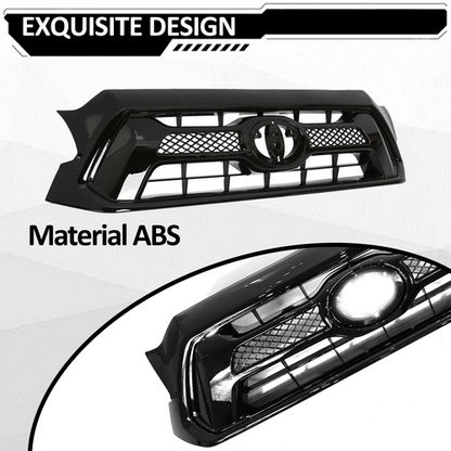 For 2012 2013 2014 2015 Toyota Tacoma Front Bumper Gloss Black Grille Grill