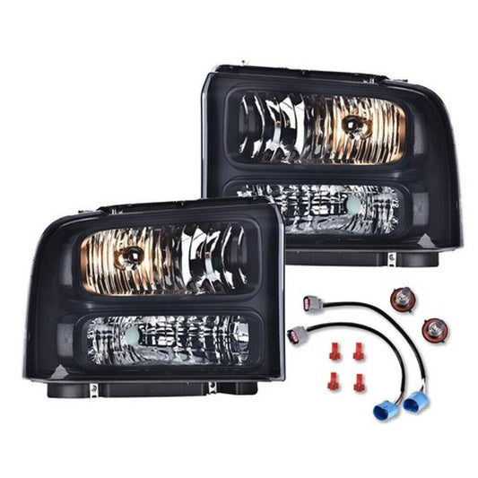 Solid Spare Fit For 99-04 Ford F250 F350 Super Duty Excursion Conversion Headlights Smoke
