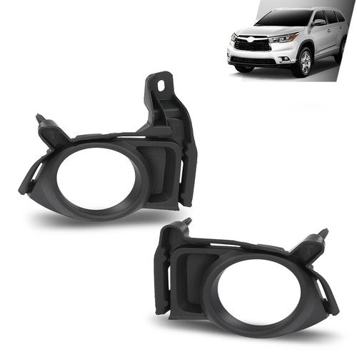 Solid Spare Fit For 2014 2015 2016 Toyota Highlander Front Bumper Fog Light Bezel Lamp Trim