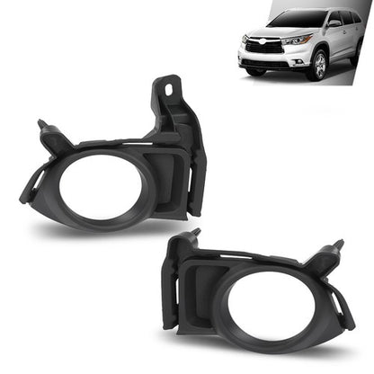 Solid Spare Fit For 2014 2015 2016 Toyota Highlander Front Bumper Fog Light Bezel Lamp Trim