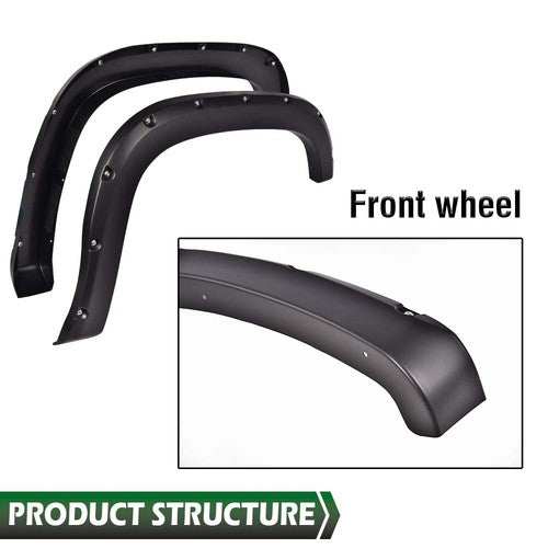 Solid Spare Fit For 07-13 GMC Sierra 1500 Offroad Pocket Rivet Style Wheel Fender Flares 4pc