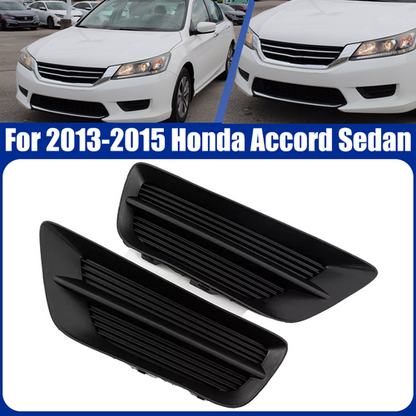 Pair Front Bumper Fog Light Black Grille Covers For 2013-2015 Honda Accord Sedan