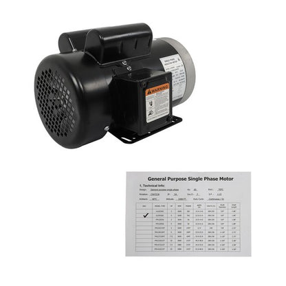 Solid Spare 5HP Electric Motor 3450RPM 56C Frame 5/8" Shaft 60HZ TEFC Single Phase 208-230V