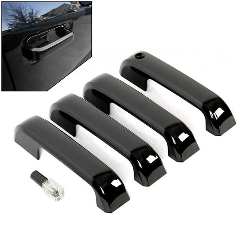 Solid Spare For Ford Ford F150 15-20 F250 F350 Crew Cab 17-22 Door Handle Cover Glossy Black