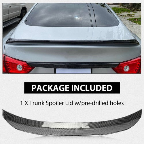 Solid Spare Rear Trunk Spoiler For 2014-2024 Infiniti Q50 Carbon Fiber Painted PSM STYLE