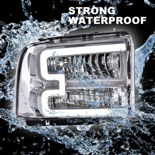 Solid Spare Clear Corner Headlights w/ LED DRL Fit For 2005-2007 Ford F250 F350 Super Duty