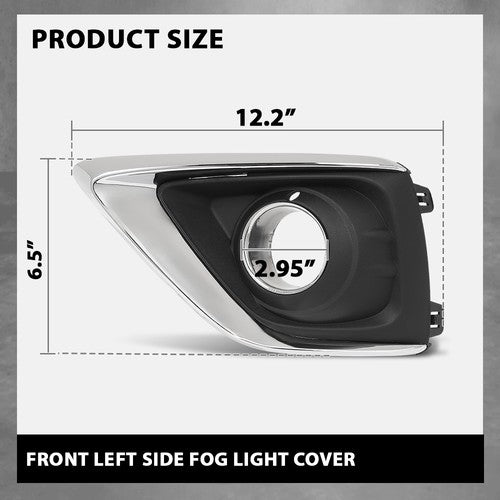 Solid Spare Fit For 2019-2020 Buick Envision Fog Light Bezel Lamp Cover w/ Chrome Trim Left