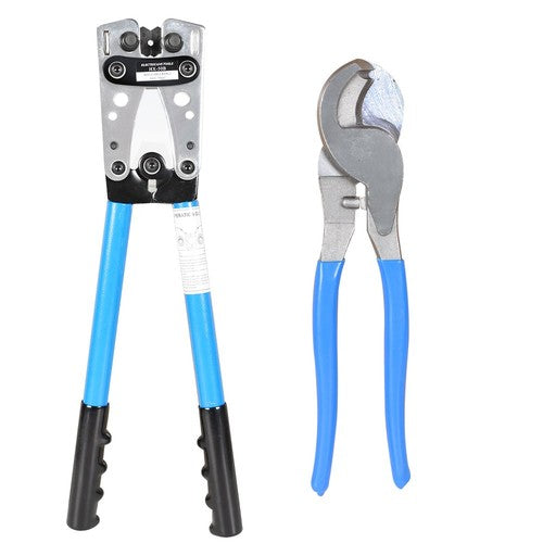 Solid Spare Battery Cable Lug Crimping Tool Wire Crimper For 10-0AWG with Cable Cutter