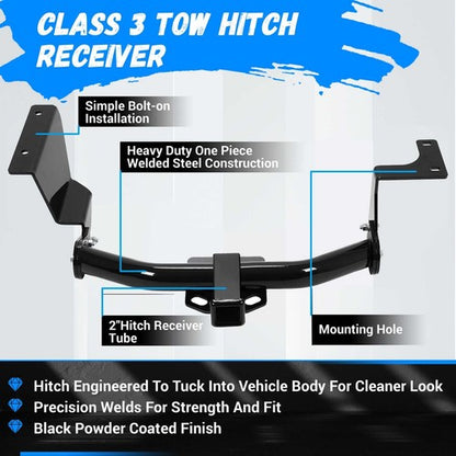Solid Spare Bumper Class III Trailer Hitch 2" Receiver For Honda CRV 2007-2011 Powder Coated