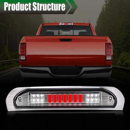 Solid Spare Fit For 02-09 Dodge Ram 1500 2500 LED 3rd Tail Brake Light Cargo Lamp Clear