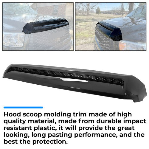 Solid Spare Gloss Black Front Upper Hood Bulge Molding Grille Trim For Toyota Tundra 2014-21