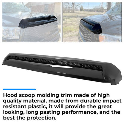 Solid Spare Gloss Black Front Upper Hood Bulge Molding Grille Trim For Toyota Tundra 2014-21