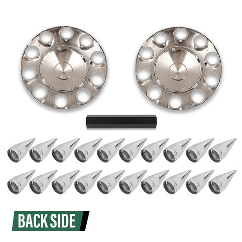 Solid Spare For Semi Truck Wheel Cover 33mm Nut Covers Front Hub Cover Set Silver Spiked
