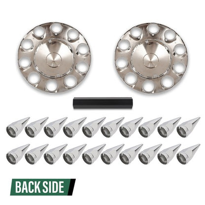 Solid Spare For Semi Truck Wheel Cover 33mm Nut Covers Front Hub Cover Set Silver Spiked