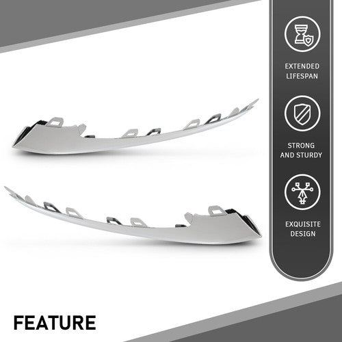 Solid Spare Fit For 18-20 Mercedes-Benz W222 S450/560 Front Bumper Trim Molding Left+Right