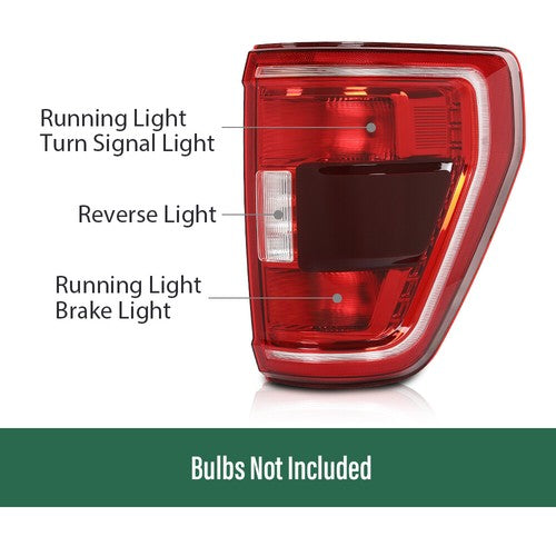 Solid Spare Fit For 21-2023 Ford F-150 XLT w/ Blind Spot TaiL Lights Brake Lamps Left+Right