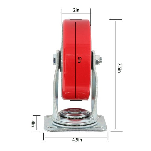 Solid Spare 6" × 2" Tilt Casters Heavy Duty Swivel Caster Wheel 1250 Lbs Industrial Casters
