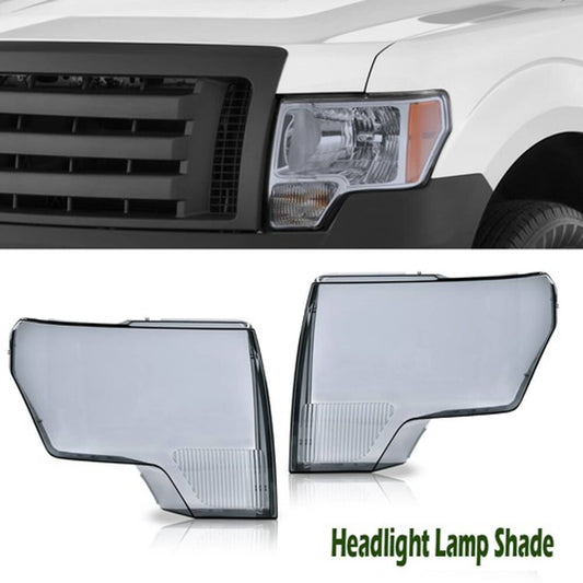 Solid Spare Fit For 2009-2014 Ford F150 F-150 Smoked Headlight Replacement Lens Left+Right