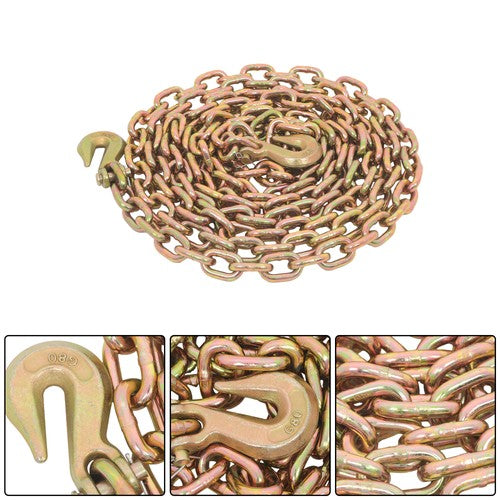 Solid Spare 2 × Transport Bundle Chain Steel Gold 7100lbs G80 3/8in×20ft Heavy Duty W/Hooks