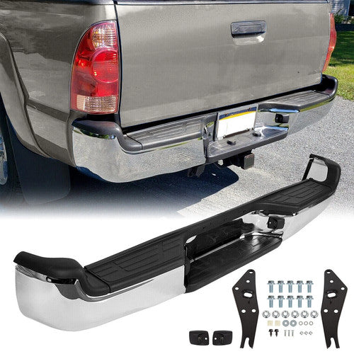 Solid Spare Chrome For Toyota Tacoma Pickup 2005-2015 Rear Bumper Assembly Steel With light