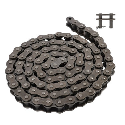 Solid Spare #100 Roller Chain - 10 Feet + 2 Free Connecting Links - Carbon Steel Chain