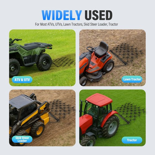 Solid Spare Steel Drag Harrow 4X4FT Heavy Duty Chain For ATV UTV Tractor Leveling Grading