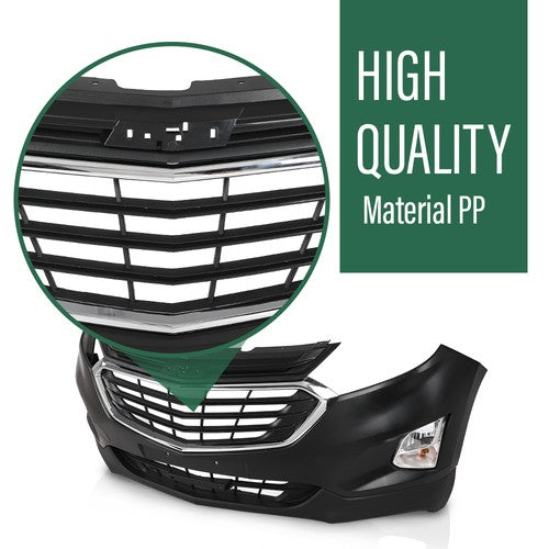 Solid Spare Fit For 2018-2021 Chevrolet Equinox Front Bumper+Grille+Fog Lights Full Set