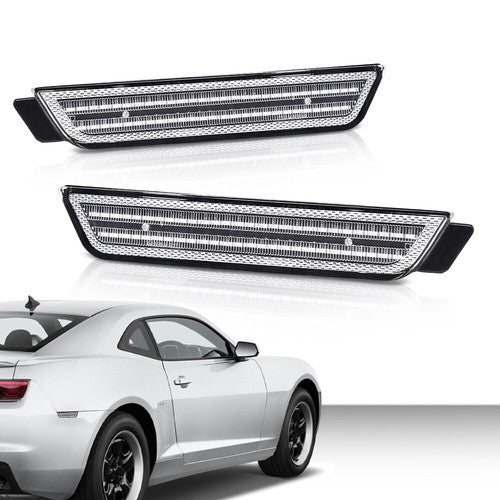 Solid Spare Fit For 10-15 Chevrolet Camaro Clear LED Side Marker Lights Rear Left+Right