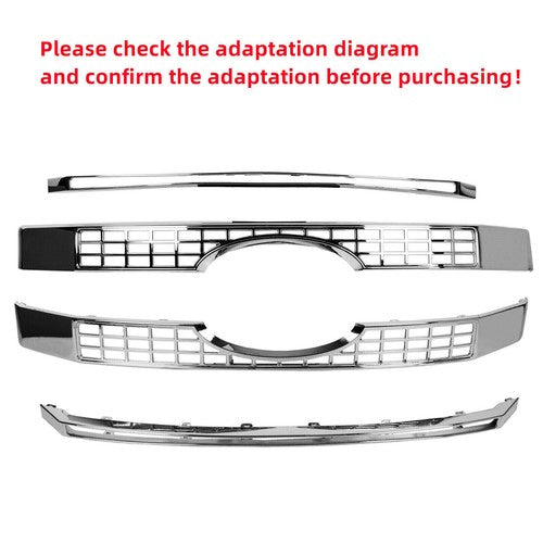 Solid Spare For 17-19 Ford F250 F350 F450 Super Duty Chrome Grille Full Overlay Cover Trim