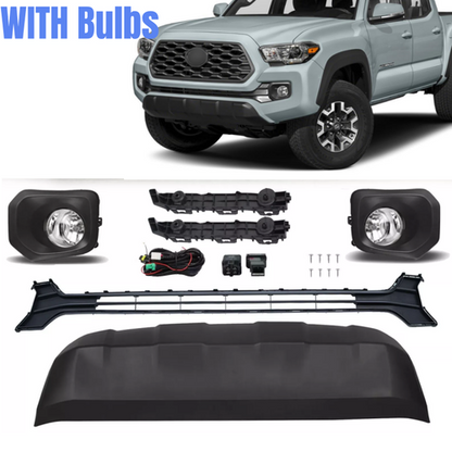 For 2016-2023 Toyota Tacoma SR Front Grille Valance Fog Light Bezels Bracket Set