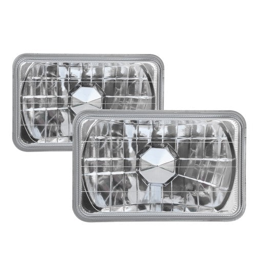 4x6" Inch Clear Glass Lens Diamond Cut Chrome Crystal Semi Sealed Beam Headlight