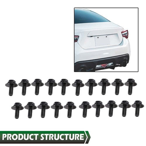 Solid Spare Universal Car Body Bolts- M6-1.0 x 16mm Long- 17mm Washer- 10mm Hex- 20pcs