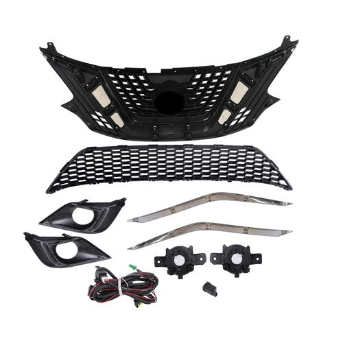 Solid Spare 8pcs For Nissan Murano 2015-2018 Front Grill Bumper Trim Molding+Foglights Set