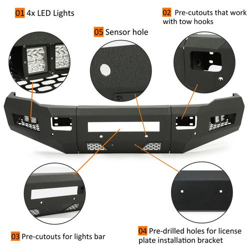 Solid Spare Front & Rear Bumper For Dodge Ram 2500 3500 2010-18 w/ LED lights Powder-Coated