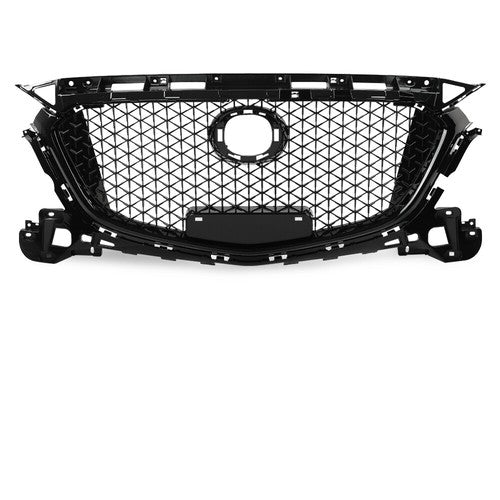 Solid Spare Front Bumper Upper Honeycomb Grille Grill Black Fit For 2017-2018 Mazda 3 Axela