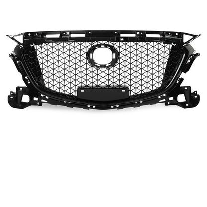 Solid Spare Front Bumper Upper Honeycomb Grille Grill Black Fit For 2017-2018 Mazda 3 Axela