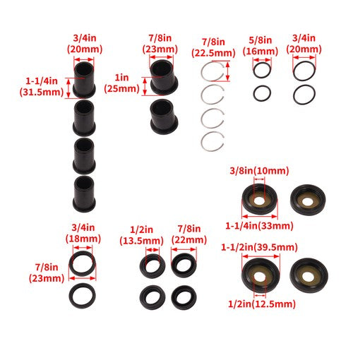 Solid Spare For Honda Rincon 650 680 2003-22 Front Rear A Arm Bushings Shaft Kit Galvanized
