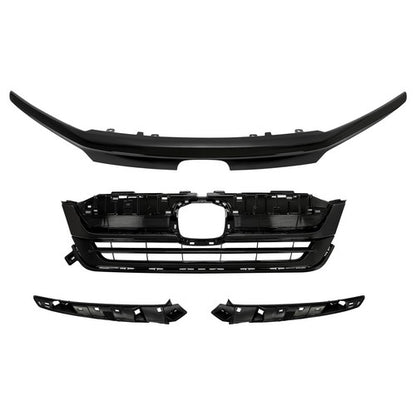 Solid Spare Fit 2019-21 2022 Honda Pilot Front Upper Grille Full Glossy Black Grill Assembly