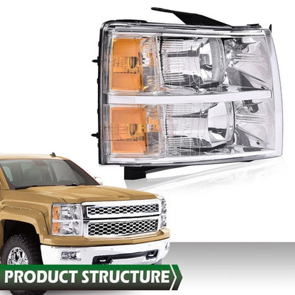 Solid Spare Headlight Fit For 07-14 Chevy Silverado 1500 2500HD 3500HD Right Passenger Side