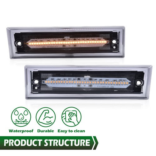 Solid Spare Fit For 1981-1991 GMC Chevy Pickup Truck LED Front Side Marker Lights Smoke