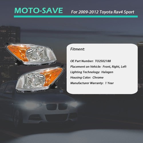Solid Spare Headlight Fit For Toyota Rav4 Sport 2009 2010 2011 2012 L+R Side Replacement Set