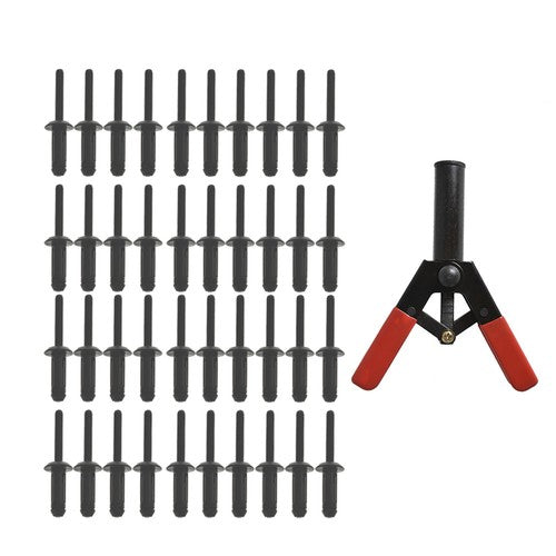 Solid Spare 41Pcs Plastic Poly Rivet Gun Quick Set Riveting Hand Tool W/ 40 Poly Rivets