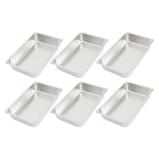 Solid Spare Restaurant Steam Table Pans Full Size 6-Pack 4 Inch Deep Table Pans Without Lid